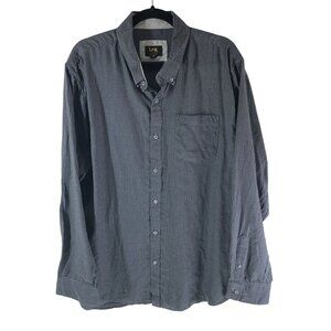 Lee Mens Button Down Shirt Regular Fit Lightweight Plaid Gray Black XL
